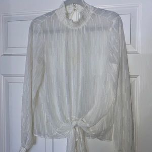 Sheer White Blouse With Tie